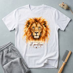 T-shirt portrait de lion aquarelle — «Le roi ne demande pas, il protège»