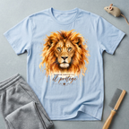 T-shirt portrait de lion aquarelle — «Le roi ne demande pas, il protège»