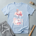 T-shirt flamant rose aquarelle floral — «Né dans le sel, debout dans la grâce»
