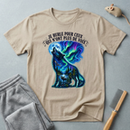 T-shirt «Je hurle pour ceux qui n'ont plus de voix» — Graphique loup aurores boréales
