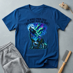 T-shirt «Je hurle pour ceux qui n'ont plus de voix» — Graphique loup aurores boréales