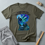 T-shirt «Je hurle pour ceux qui n'ont plus de voix» — Graphique loup aurores boréales