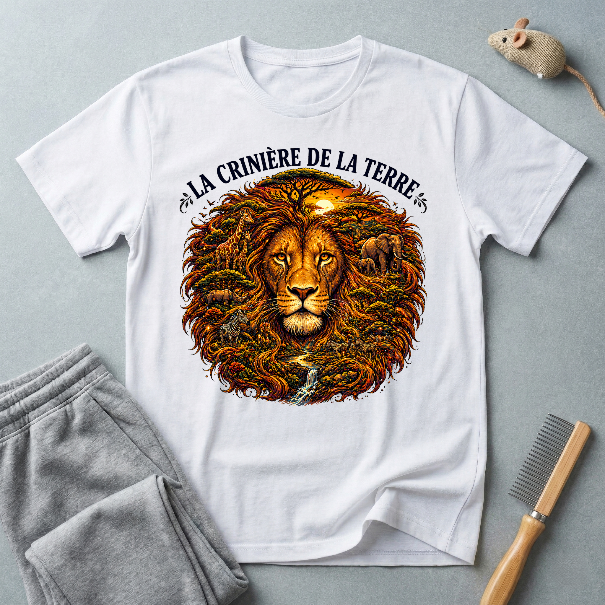T-shirt — «La Crinière de la Terre» avec illustration graphique de lion