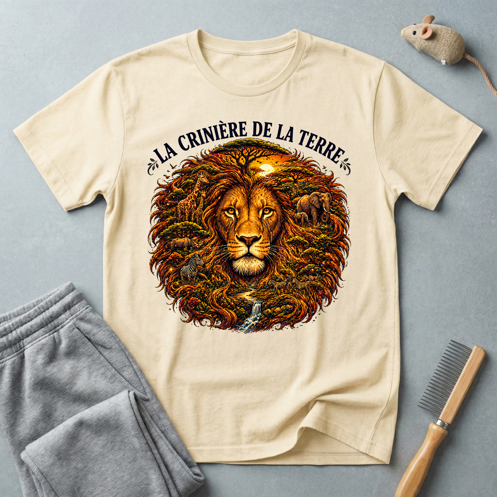 T-shirt — «La Crinière de la Terre» avec illustration graphique de lion