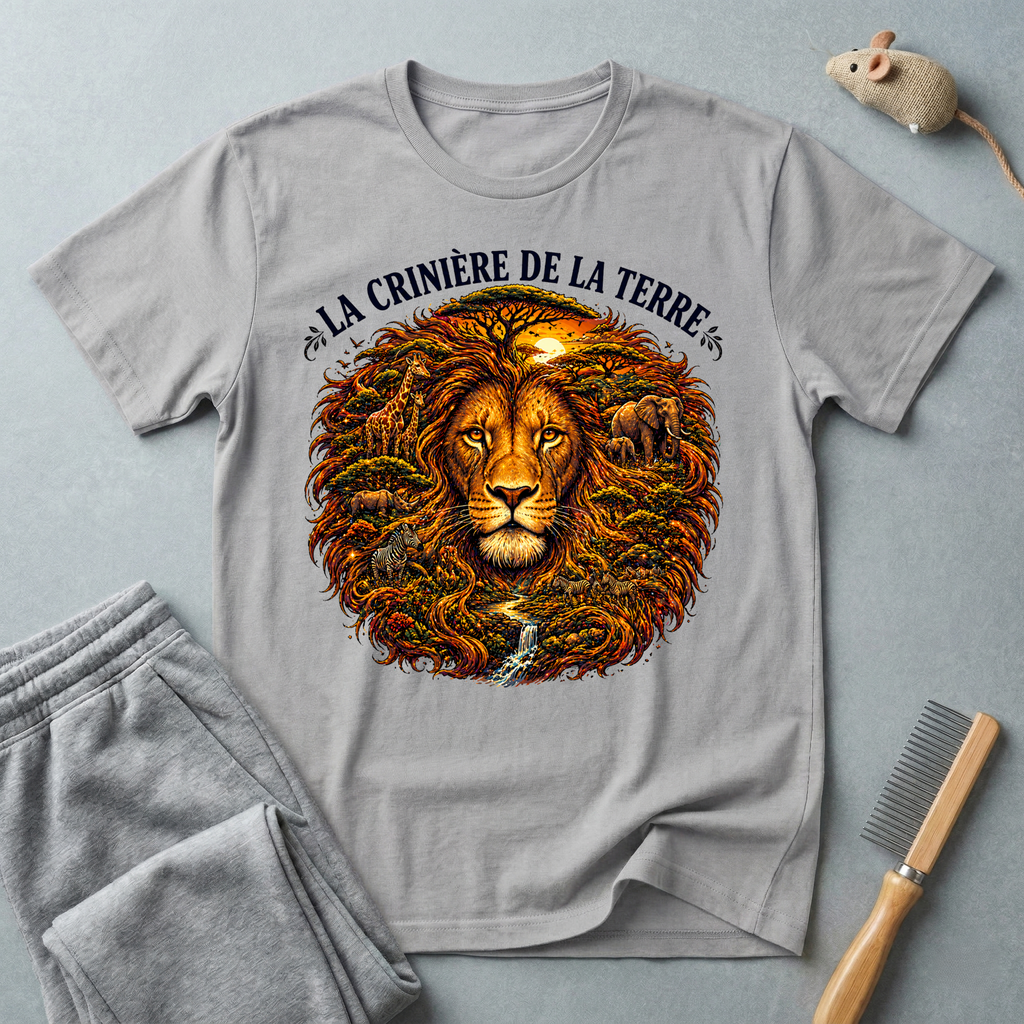 T-shirt — «La Crinière de la Terre» avec illustration graphique de lion