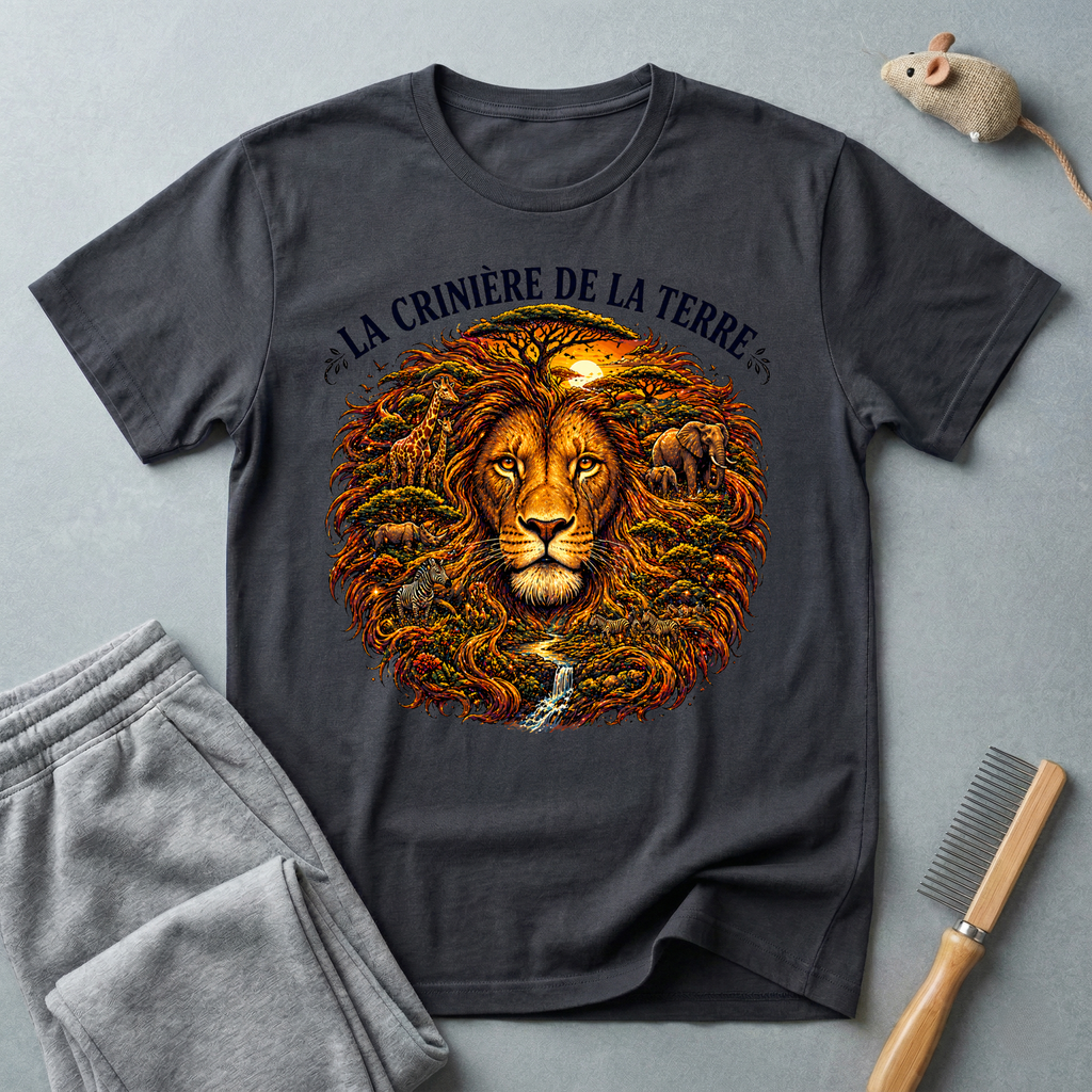 T-shirt — «La Crinière de la Terre» avec illustration graphique de lion