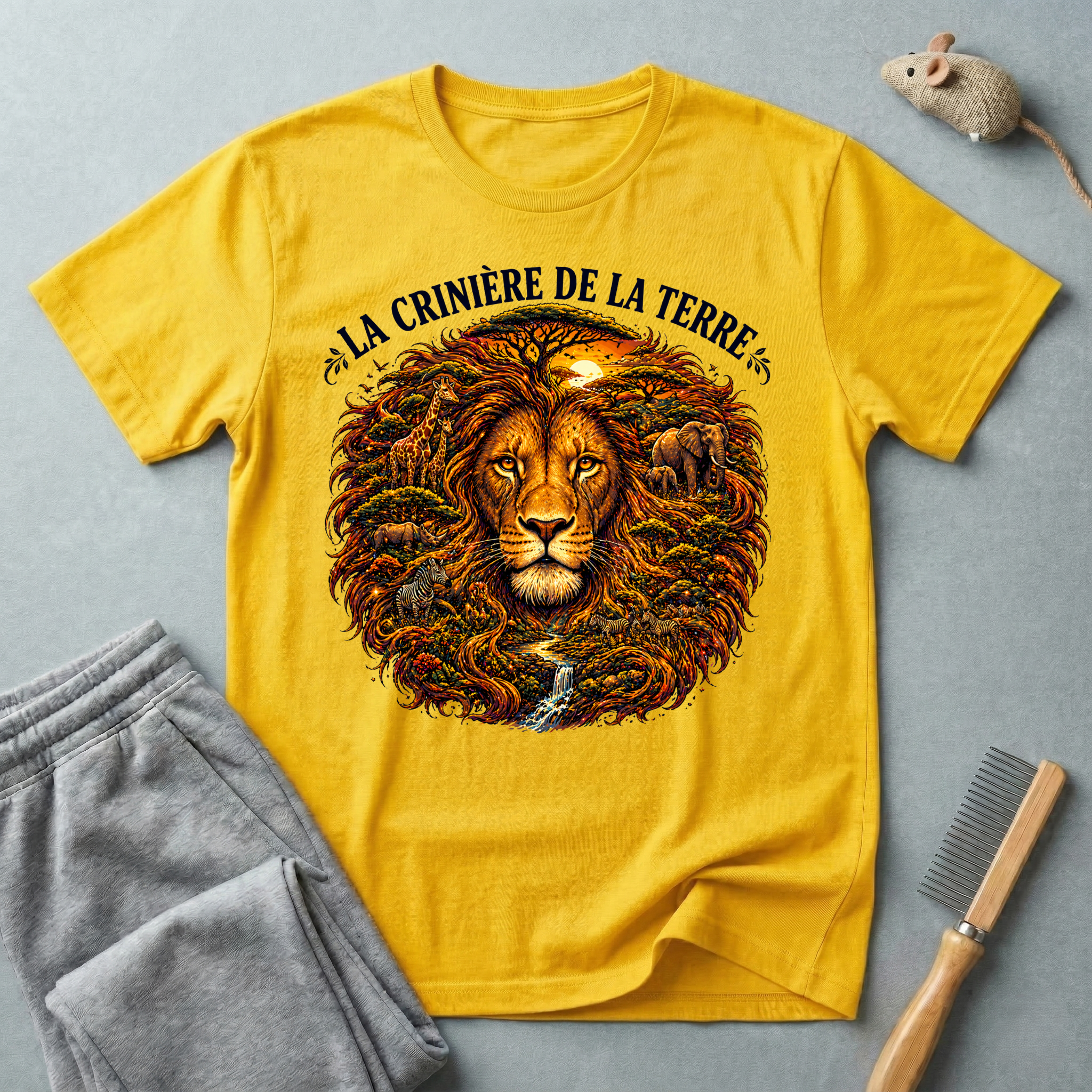 T-shirt — «La Crinière de la Terre» avec illustration graphique de lion