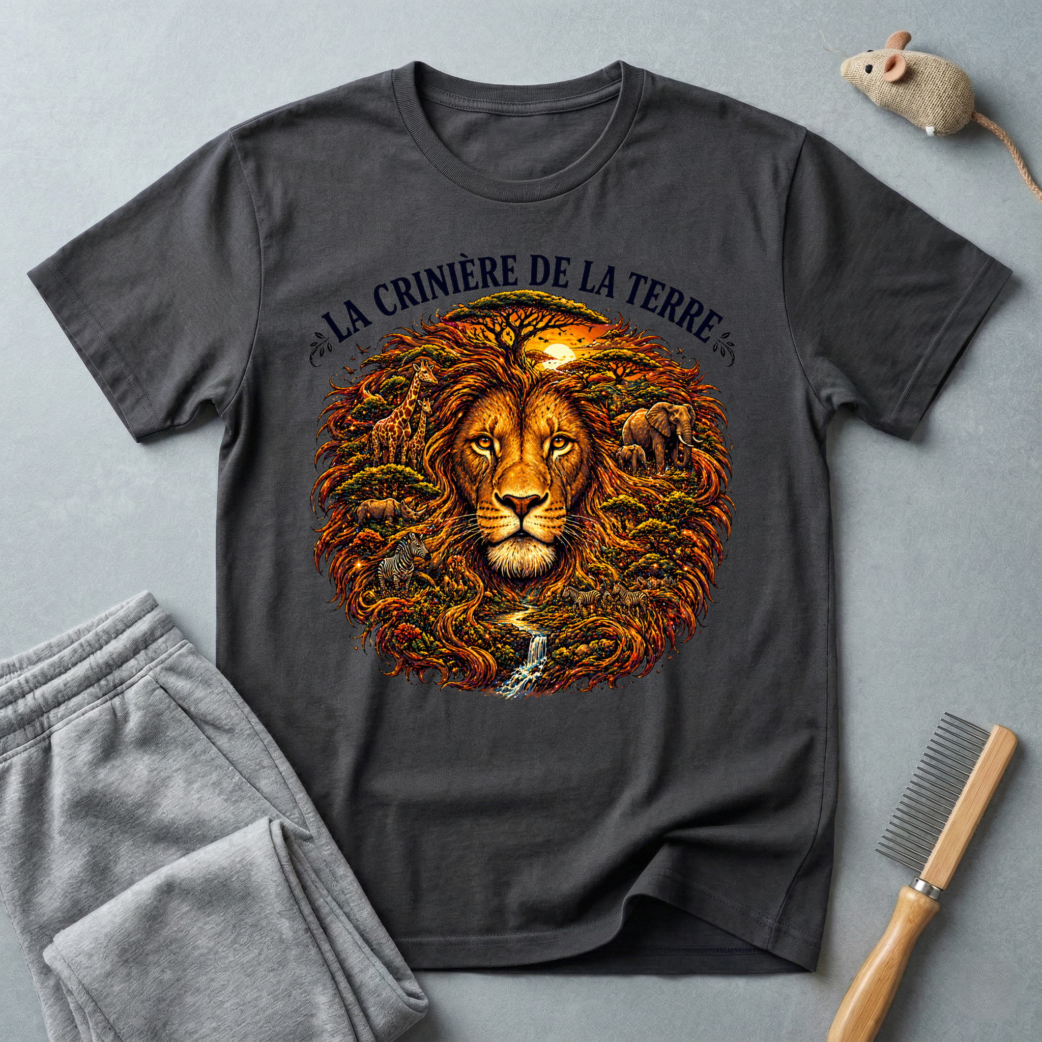 T-shirt — «La Crinière de la Terre» avec illustration graphique de lion