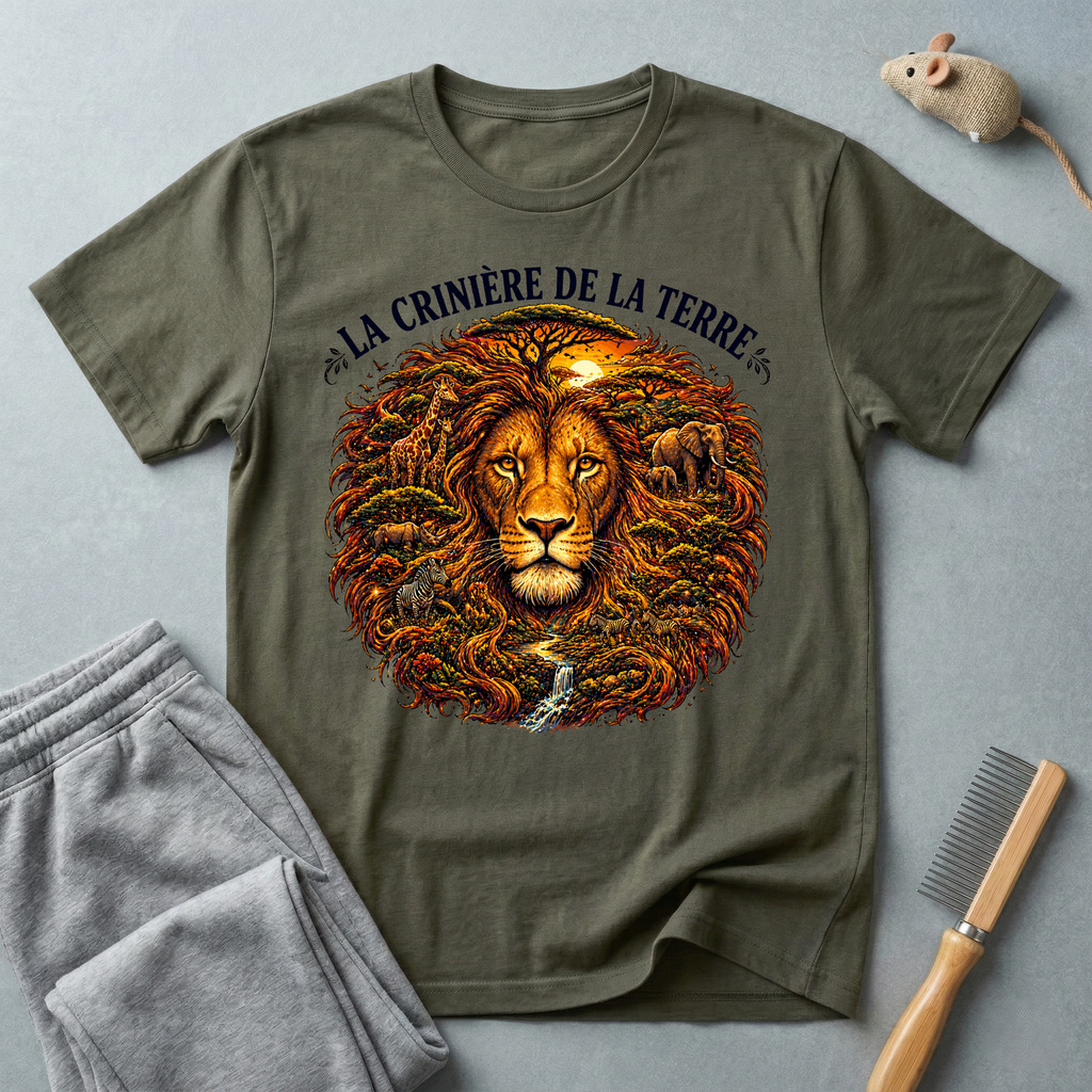 T-shirt — «La Crinière de la Terre» avec illustration graphique de lion