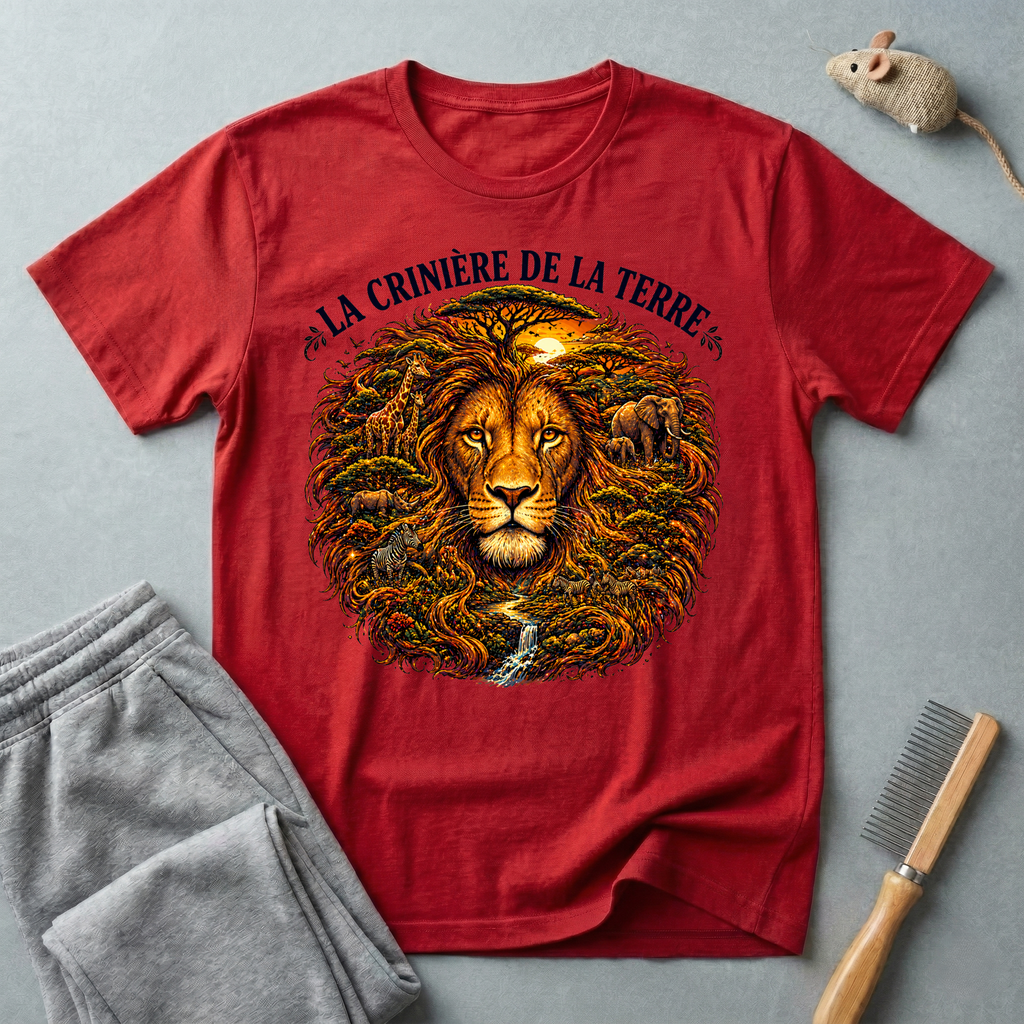 T-shirt — «La Crinière de la Terre» avec illustration graphique de lion