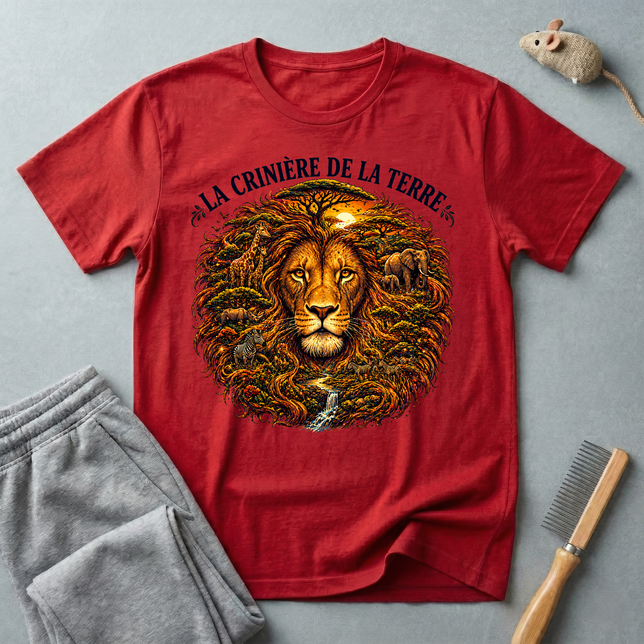 T-shirt — «La Crinière de la Terre» avec illustration graphique de lion