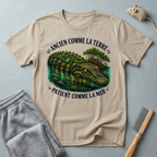 T-shirt illustration  crocodile «Ancienne comme la Terre, Patient comme la Mer»