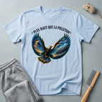 T-shirt illustration graphique d’aigle en plein vol — «Plus Haut Que La Pollution»