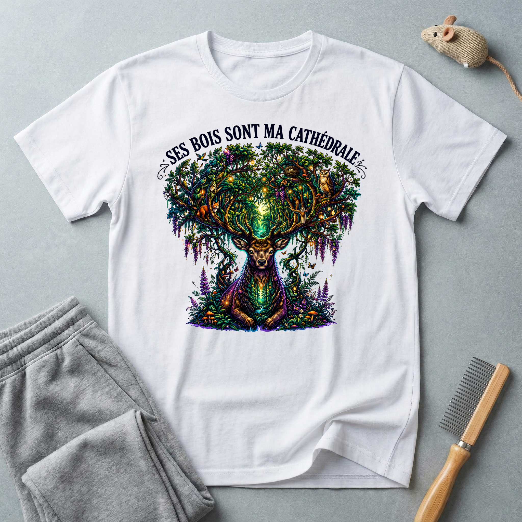 T-shirt  illustration nature graphique — «Ses Bois Sont Ma Cathédrale»