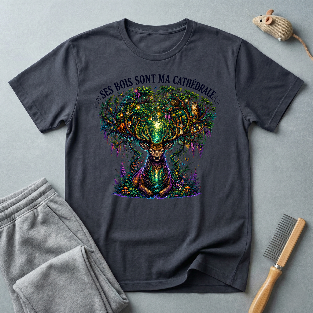 T-shirt  illustration nature graphique — «Ses Bois Sont Ma Cathédrale»