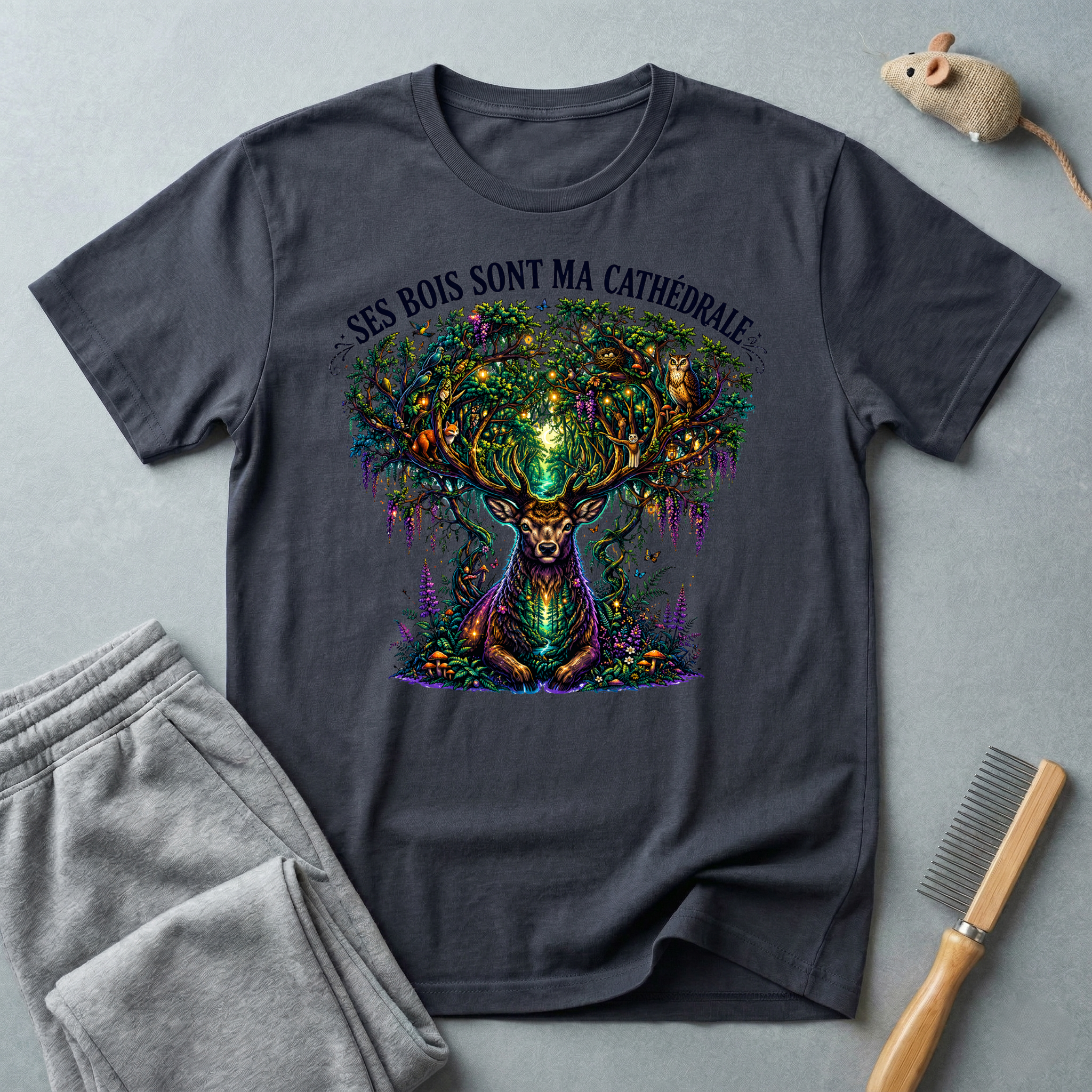 T-shirt  illustration nature graphique — «Ses Bois Sont Ma Cathédrale»