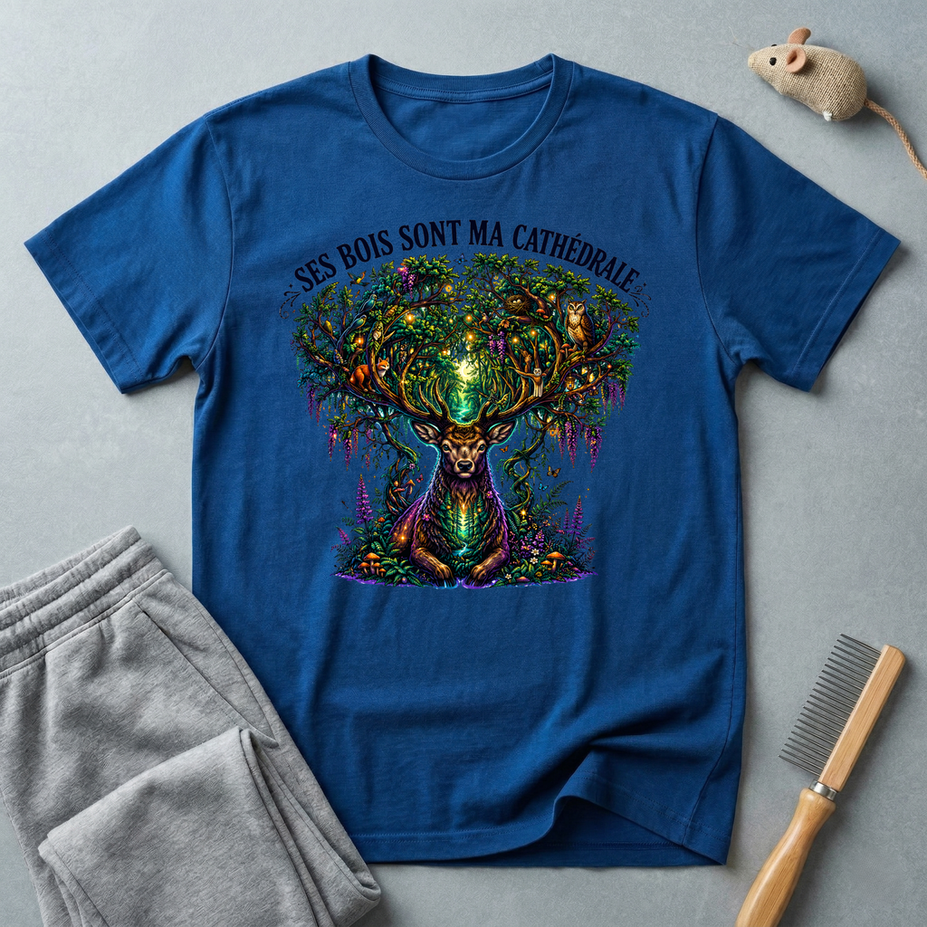 T-shirt  illustration nature graphique — «Ses Bois Sont Ma Cathédrale»