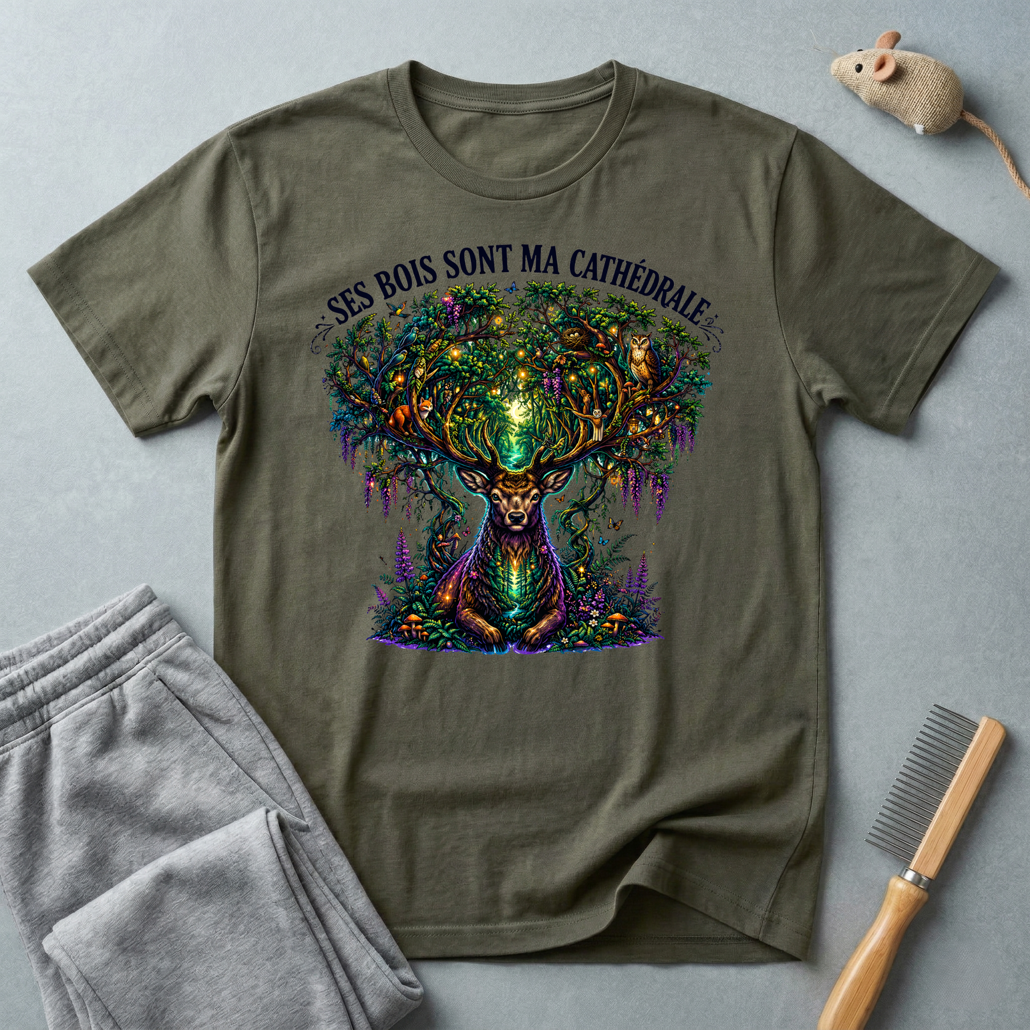 T-shirt  illustration nature graphique — «Ses Bois Sont Ma Cathédrale»