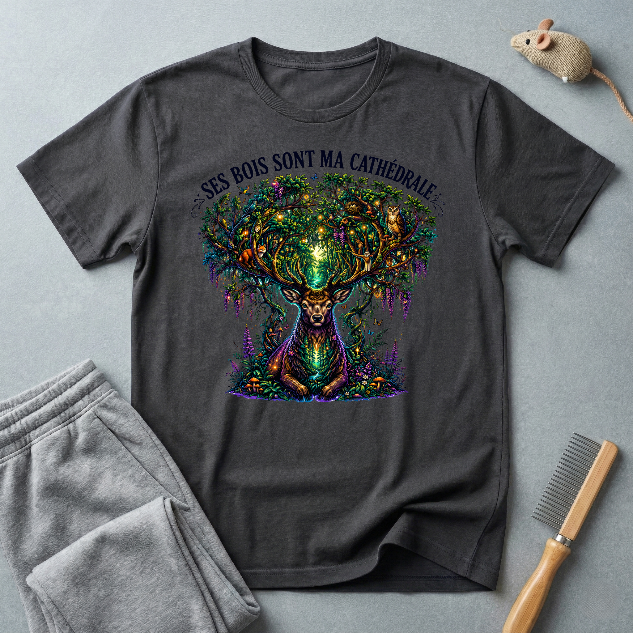 T-shirt  illustration nature graphique — «Ses Bois Sont Ma Cathédrale»