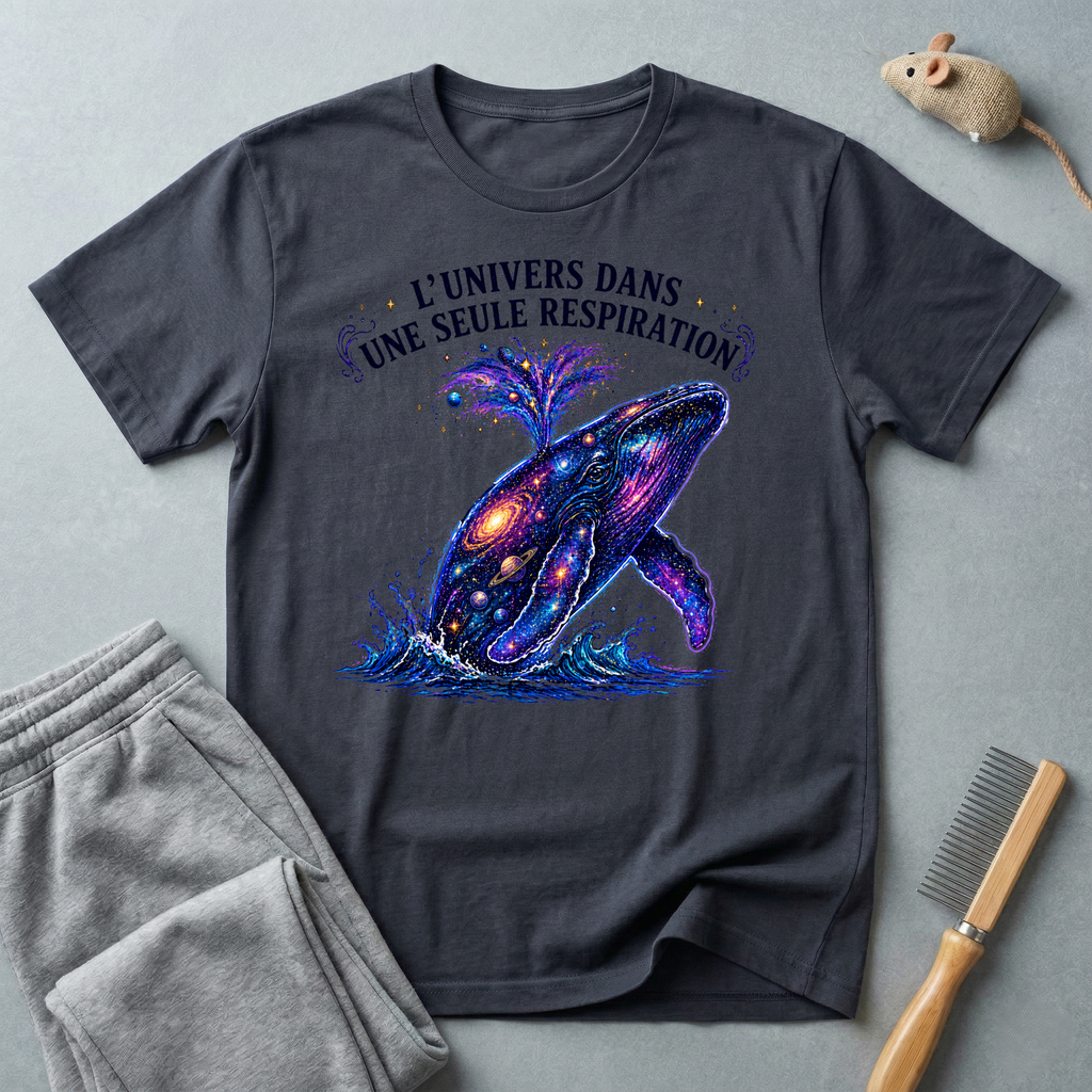 T-shirt  illustration cosmique de baleine — «L’univers dans une seule respiration»