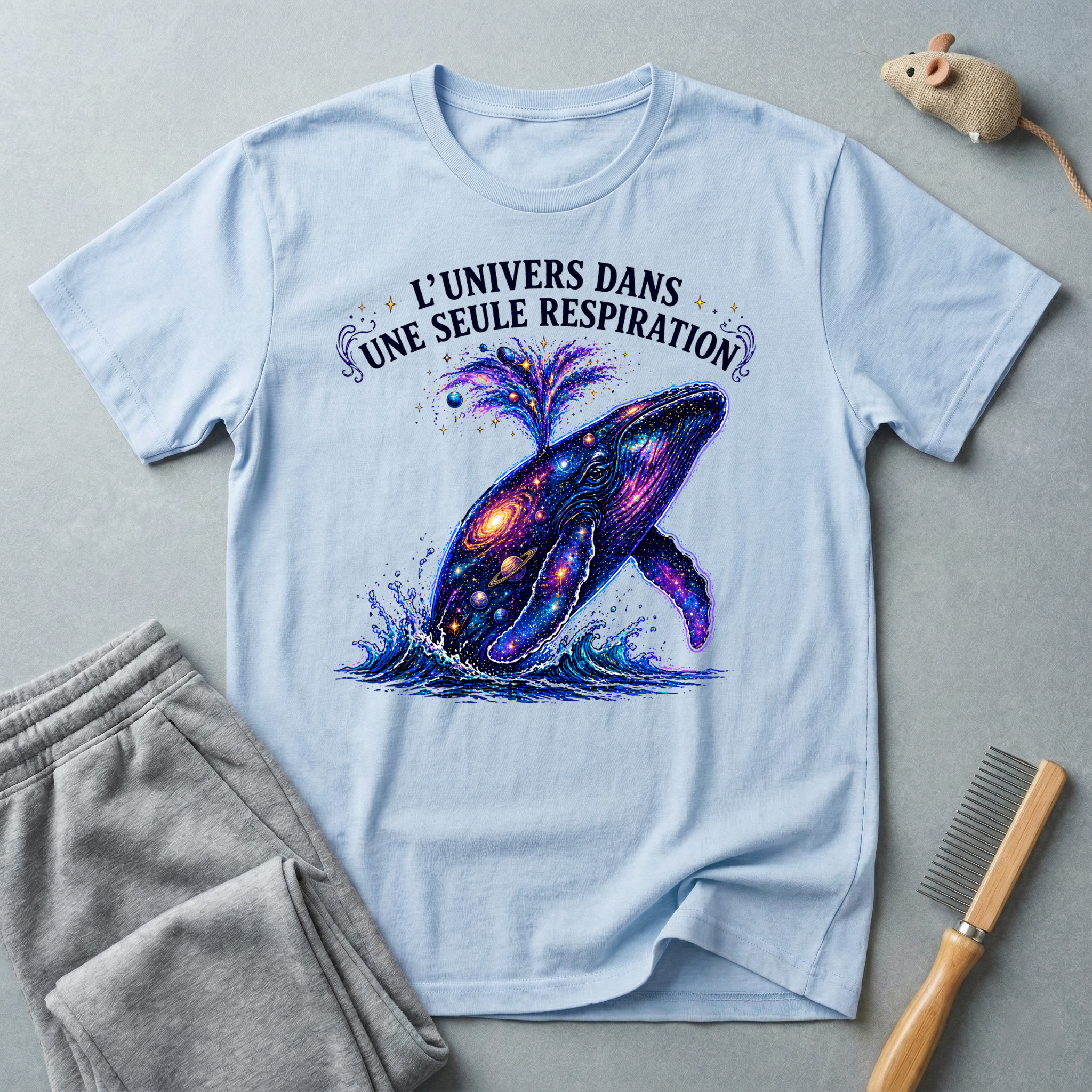 T-shirt  illustration cosmique de baleine — «L’univers dans une seule respiration»