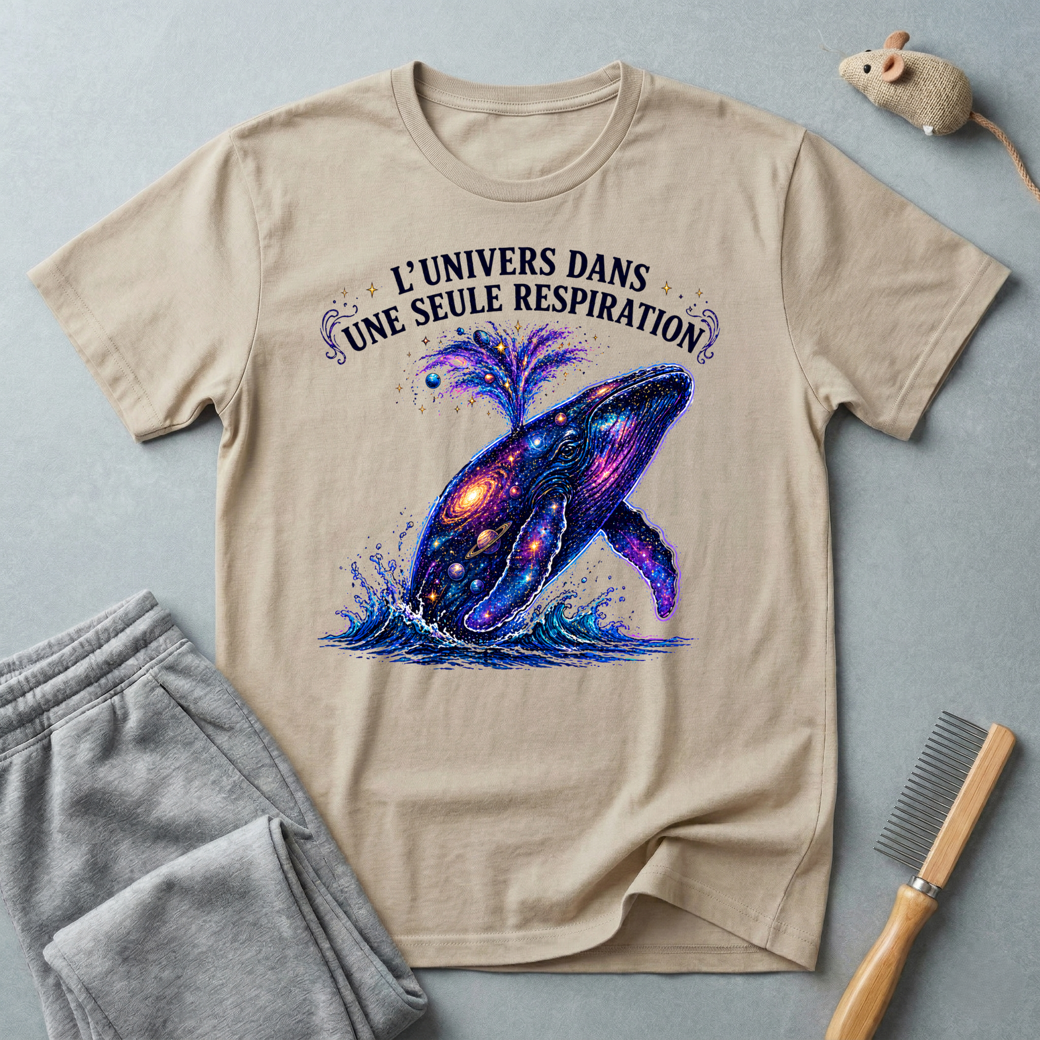 T-shirt  illustration cosmique de baleine — «L’univers dans une seule respiration»