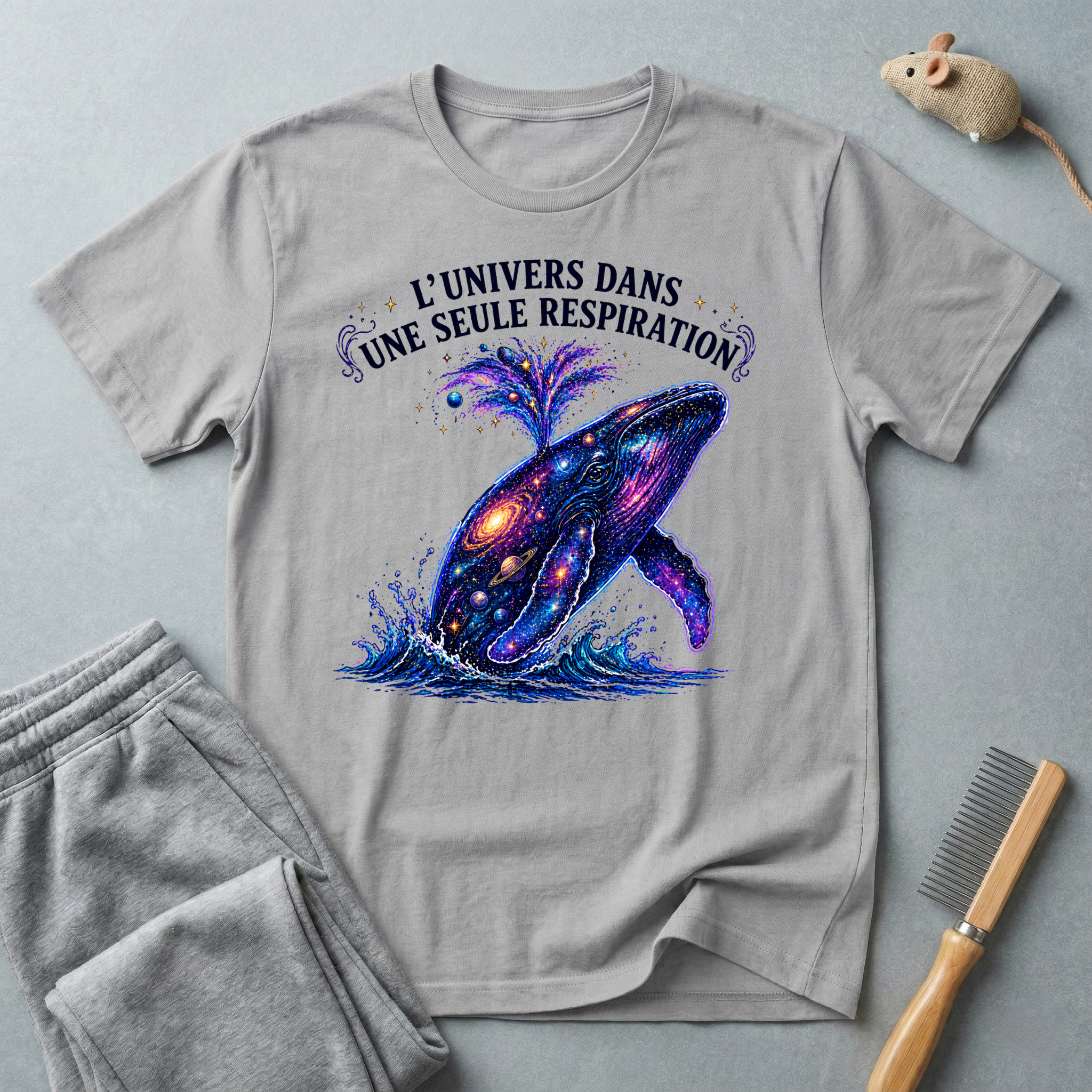 T-shirt  illustration cosmique de baleine — «L’univers dans une seule respiration»