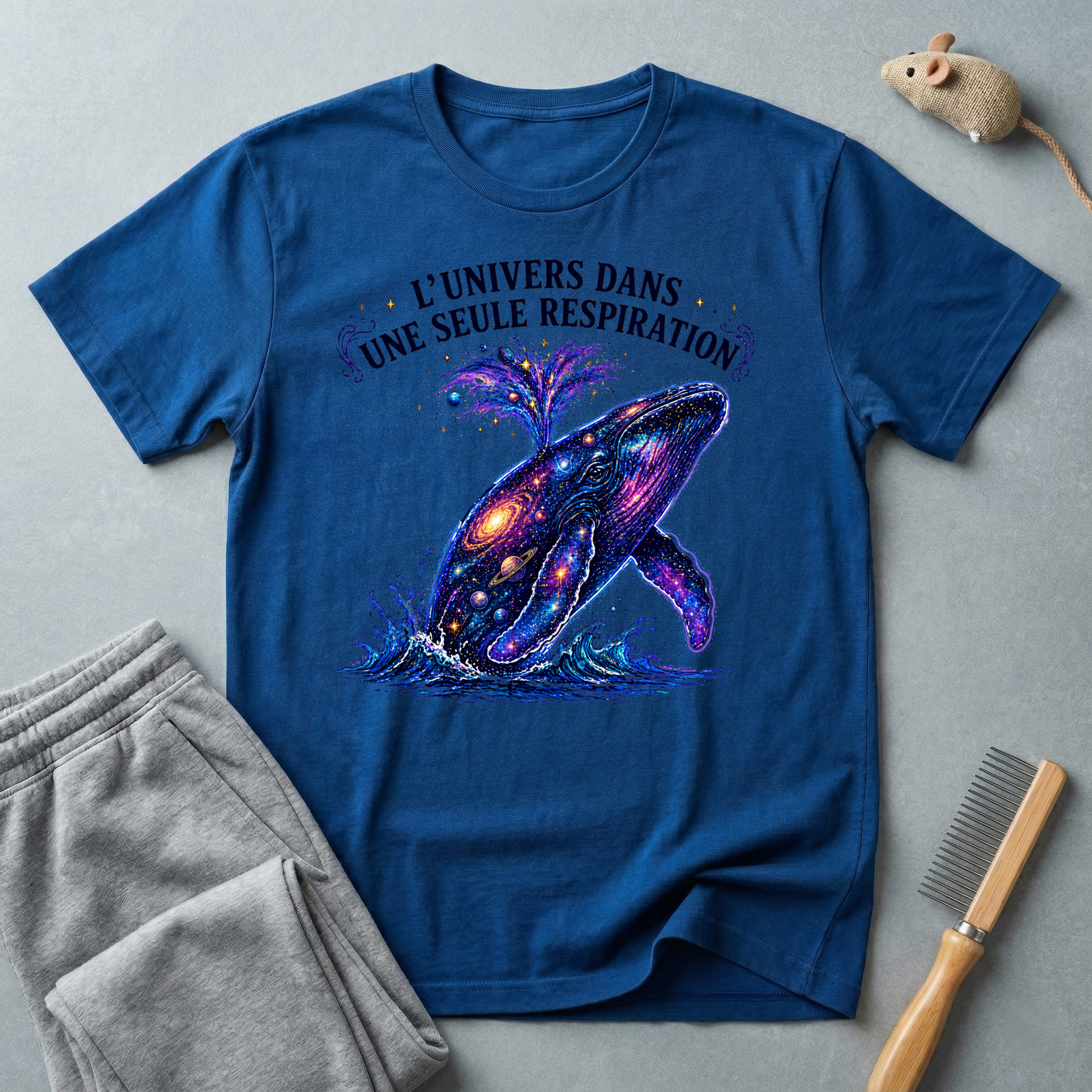T-shirt  illustration cosmique de baleine — «L’univers dans une seule respiration»