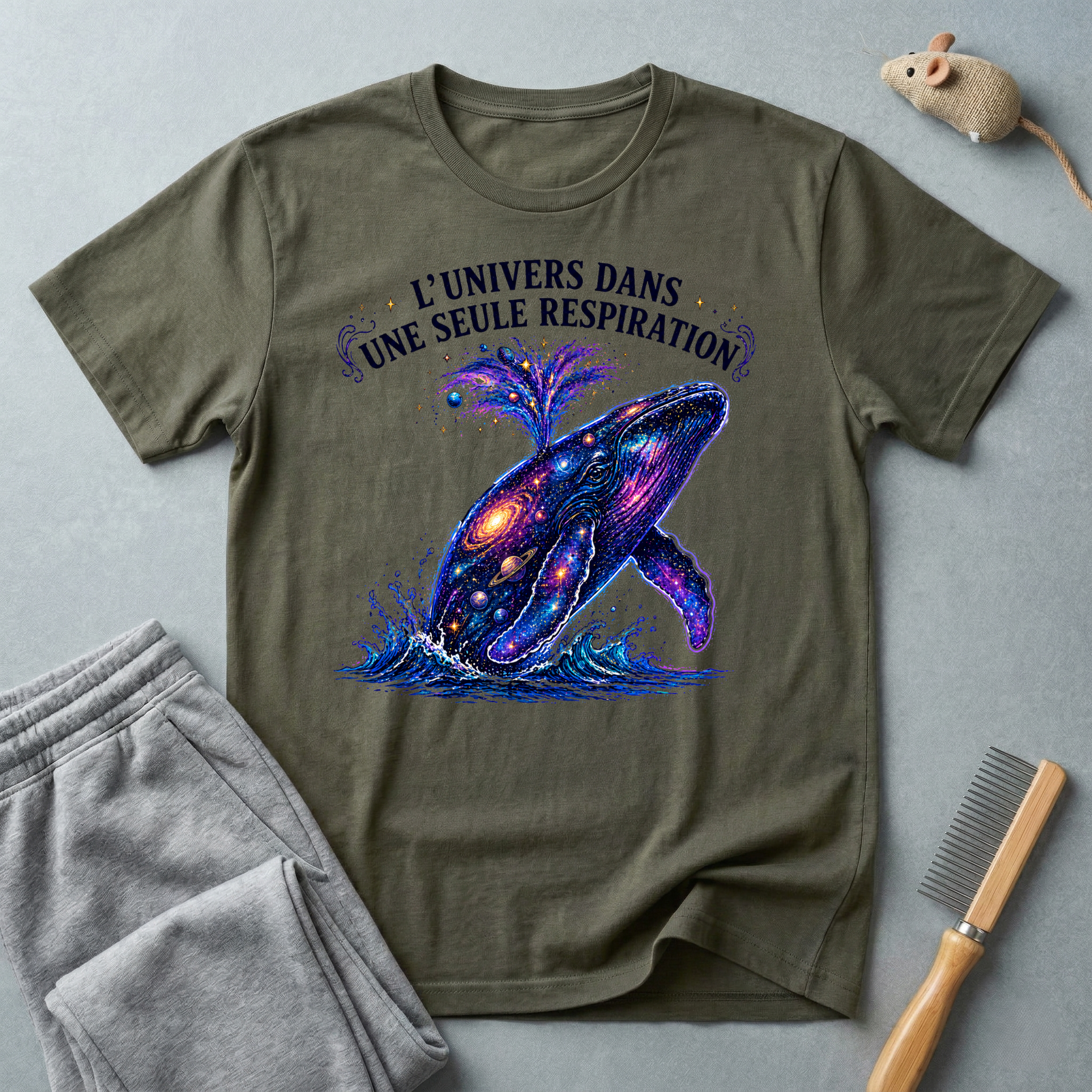 T-shirt  illustration cosmique de baleine — «L’univers dans une seule respiration»