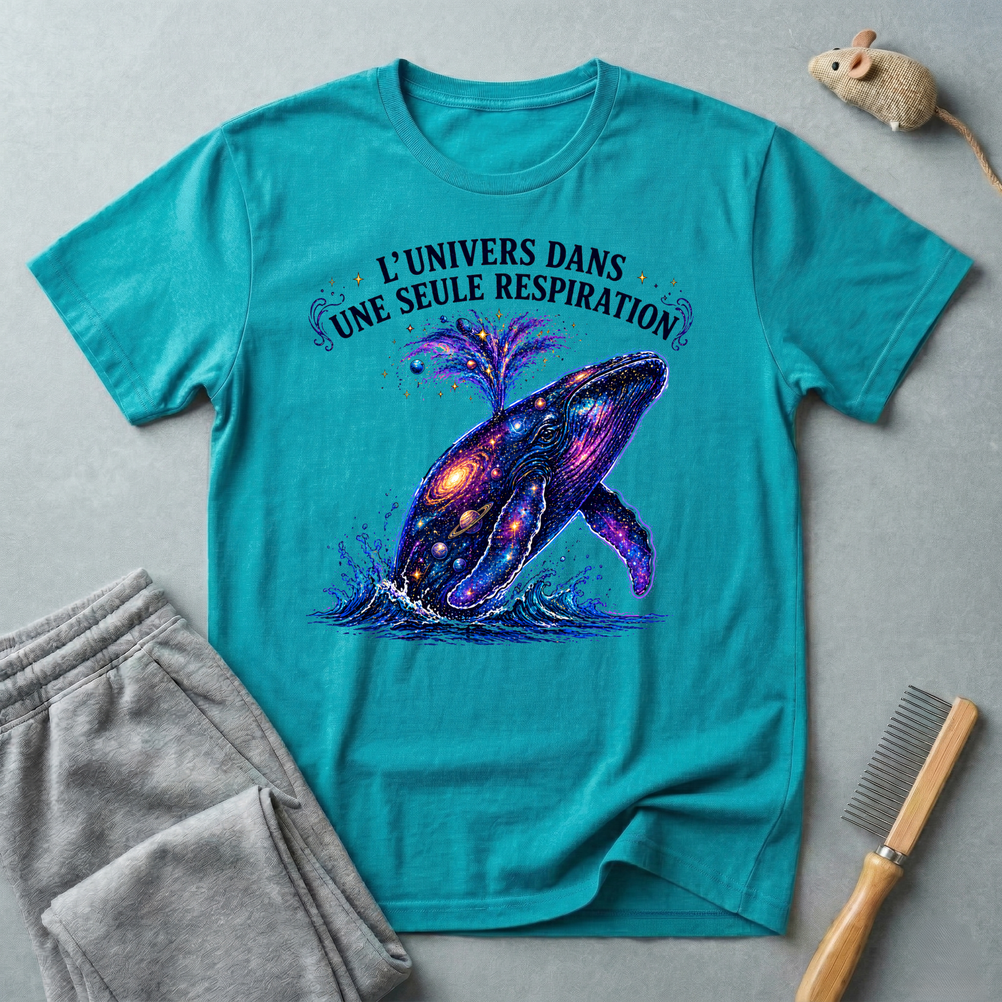 T-shirt  illustration cosmique de baleine — «L’univers dans une seule respiration»