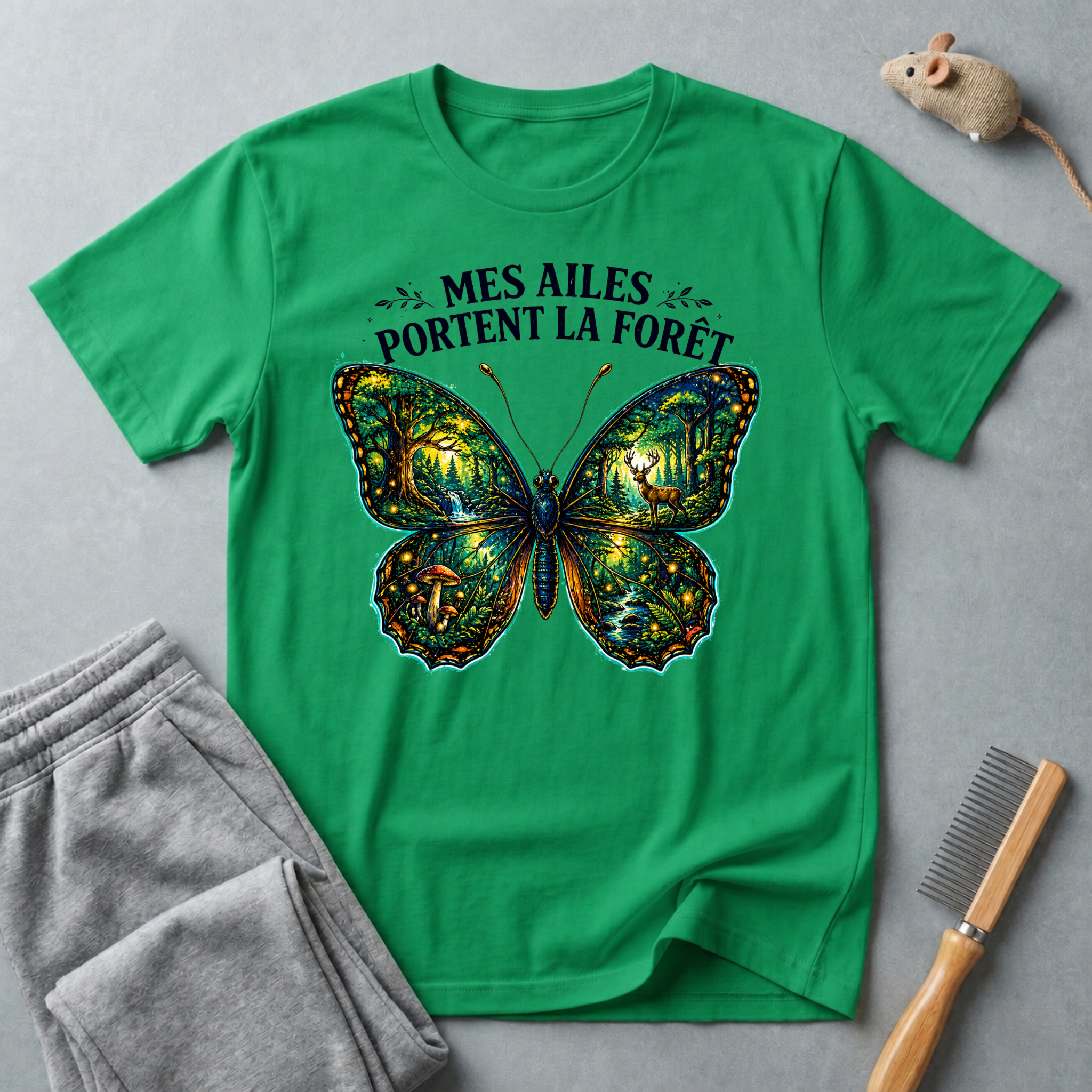 T-shirt Papillon — «Mes ailes portent la forêt»