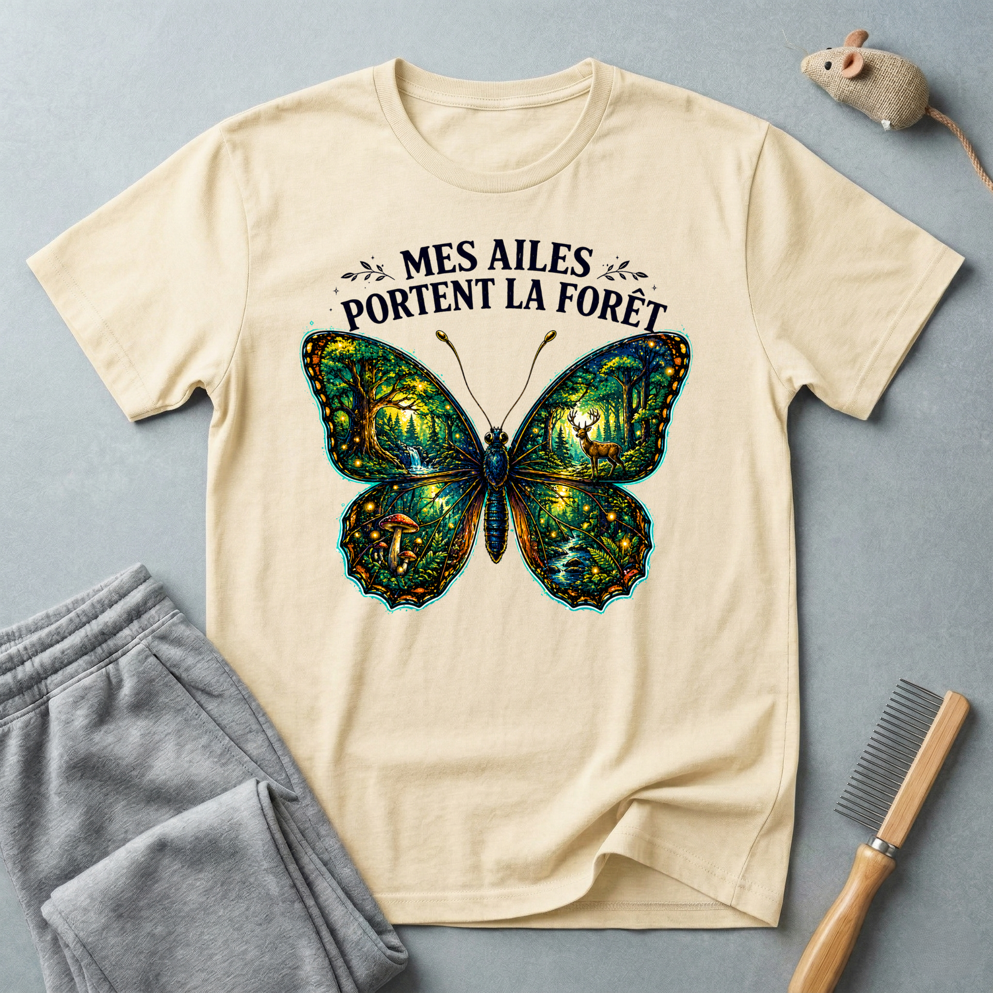 T-shirt Papillon — «Mes ailes portent la forêt»
