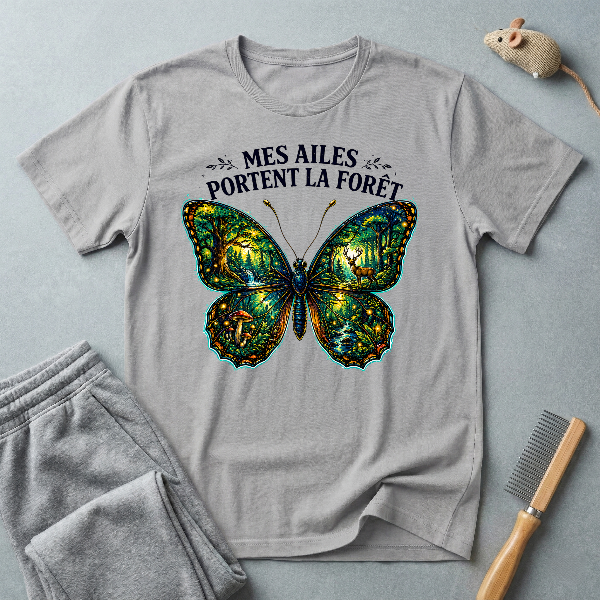 T-shirt Papillon — «Mes ailes portent la forêt»