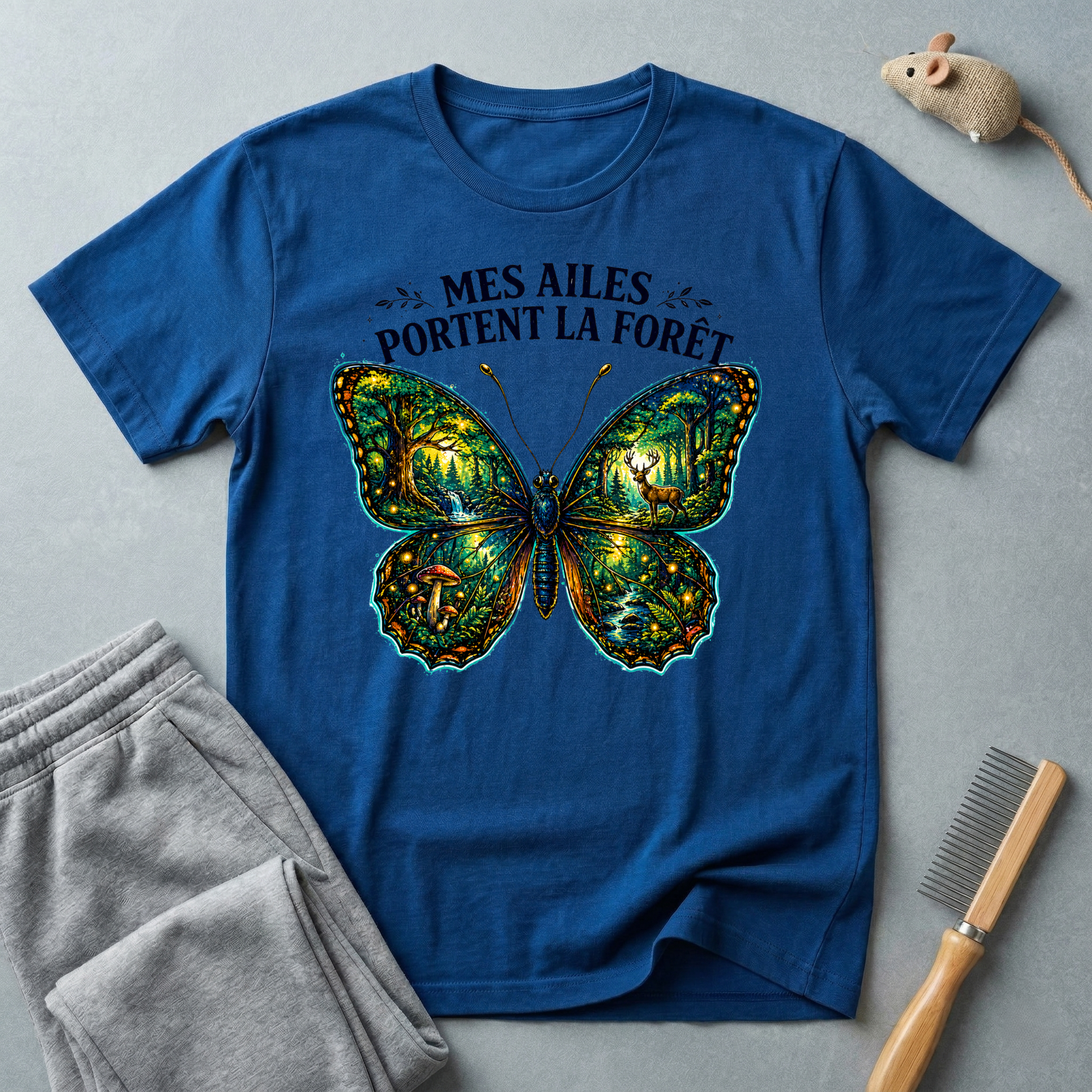 T-shirt Papillon — «Mes ailes portent la forêt»