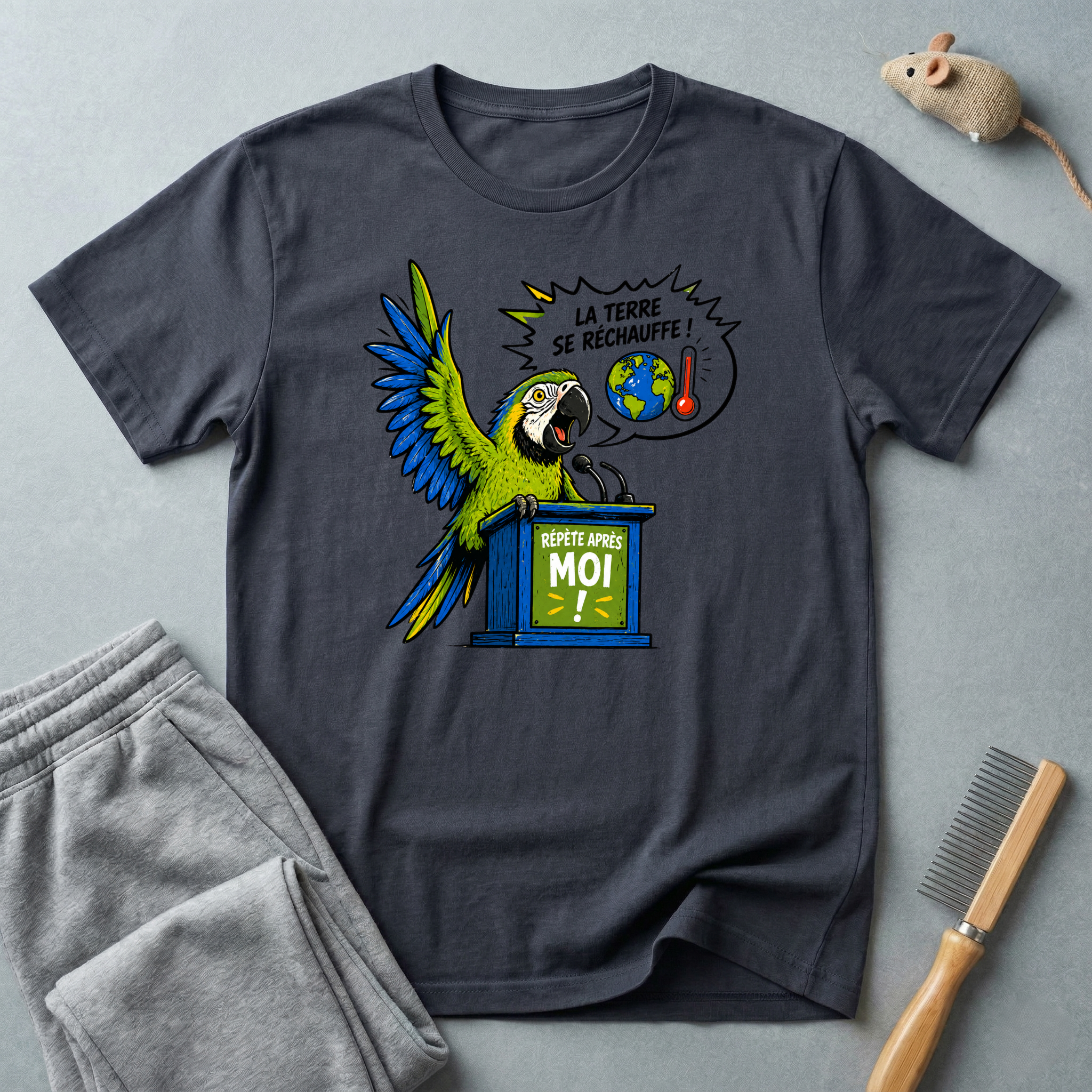 T-shirt Perroquet militant pour le climat — «La Terre se réchauffe!»