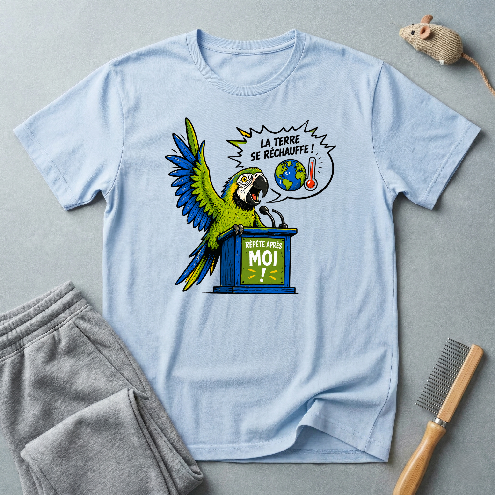 T-shirt Perroquet militant pour le climat — «La Terre se réchauffe!»
