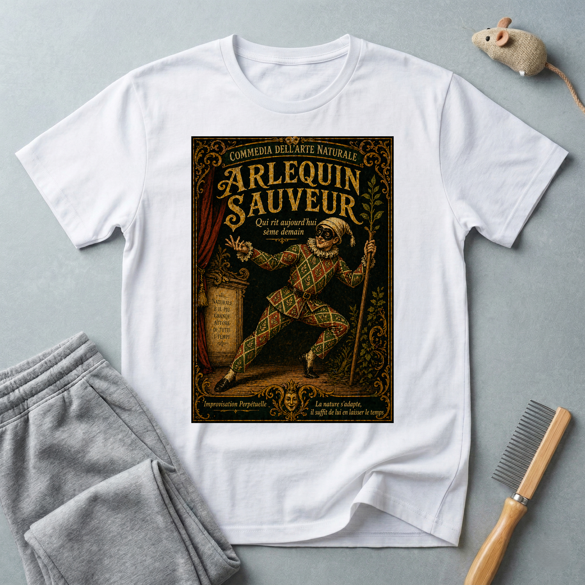 T-shirt vintage affiche Arlequin sauveur style rétro