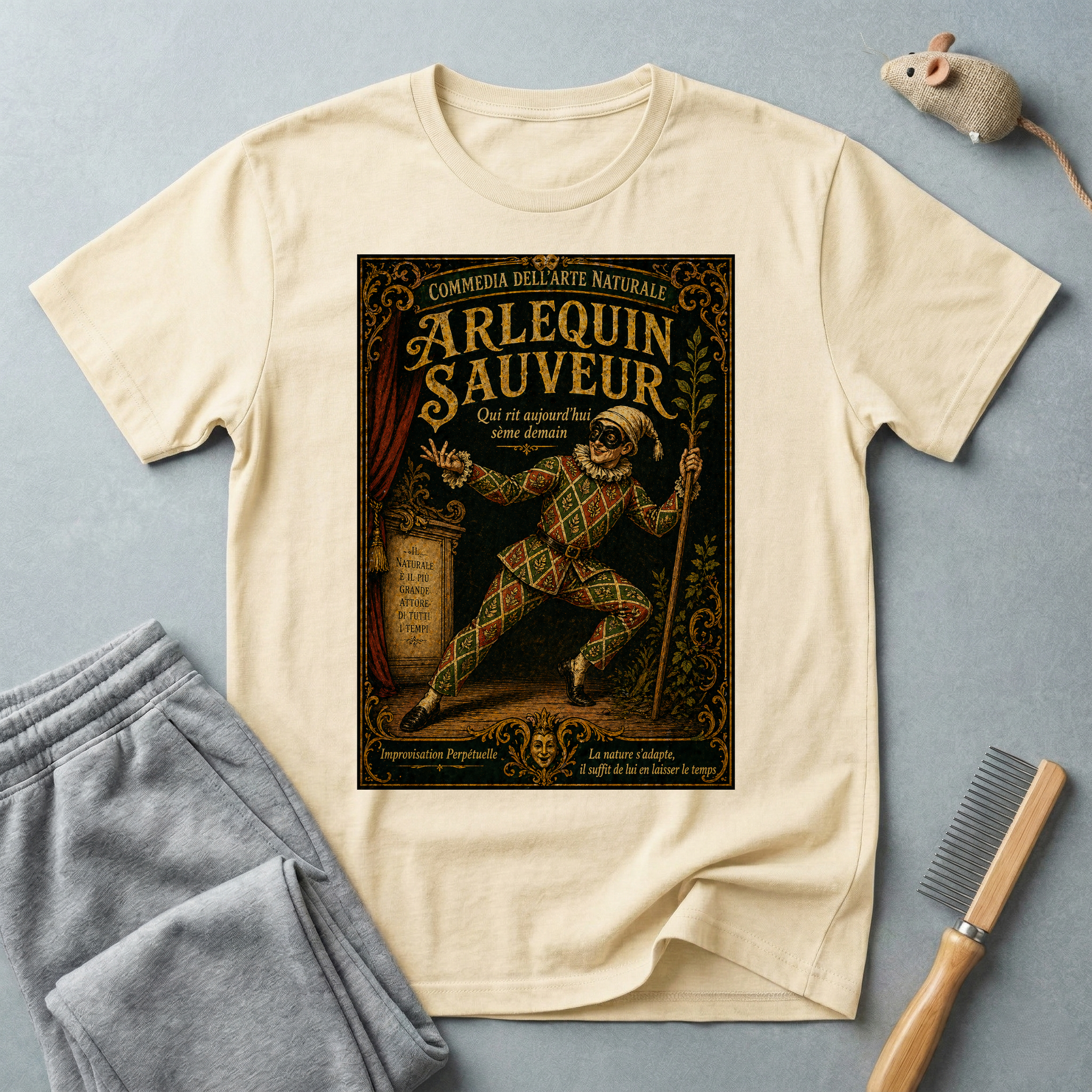 T-shirt vintage affiche Arlequin sauveur style rétro