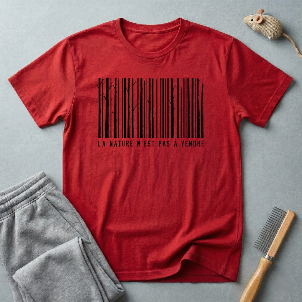 T-shirt graphique à code-barres — «La nature n’est pas à vendre»