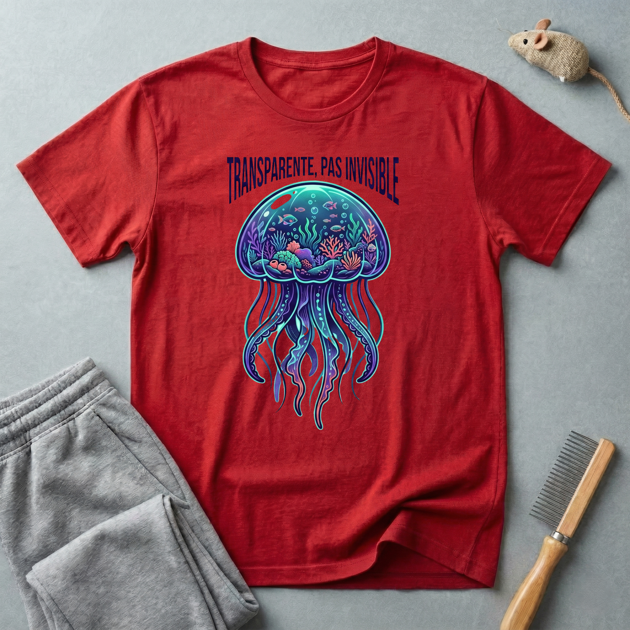 T-shirt graphique méduse — «Transparente, pas invisible»