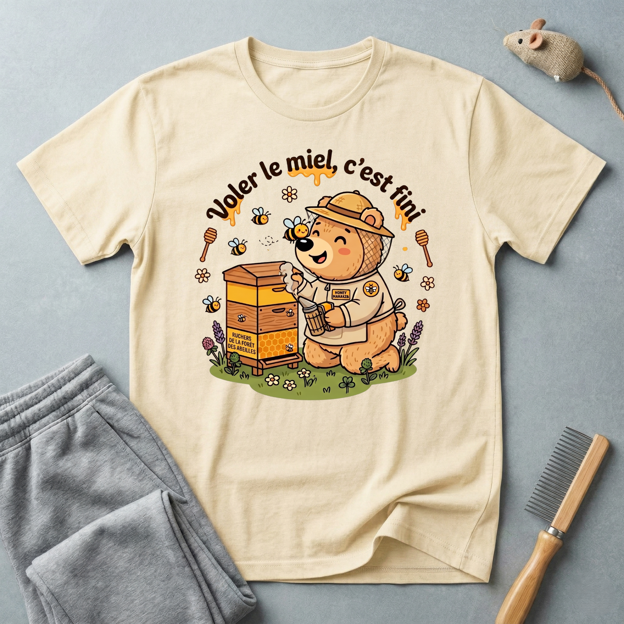 T-shirt ours apiculteur — «Voler le miel, c’est fini»