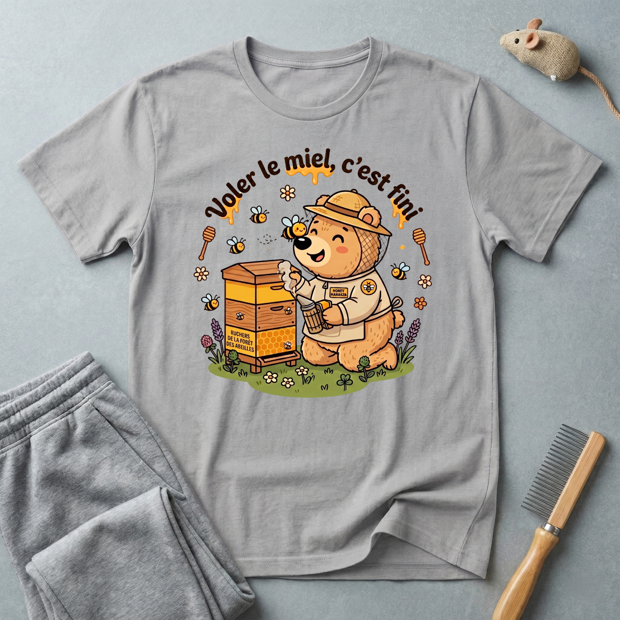 T-shirt ours apiculteur — «Voler le miel, c’est fini»