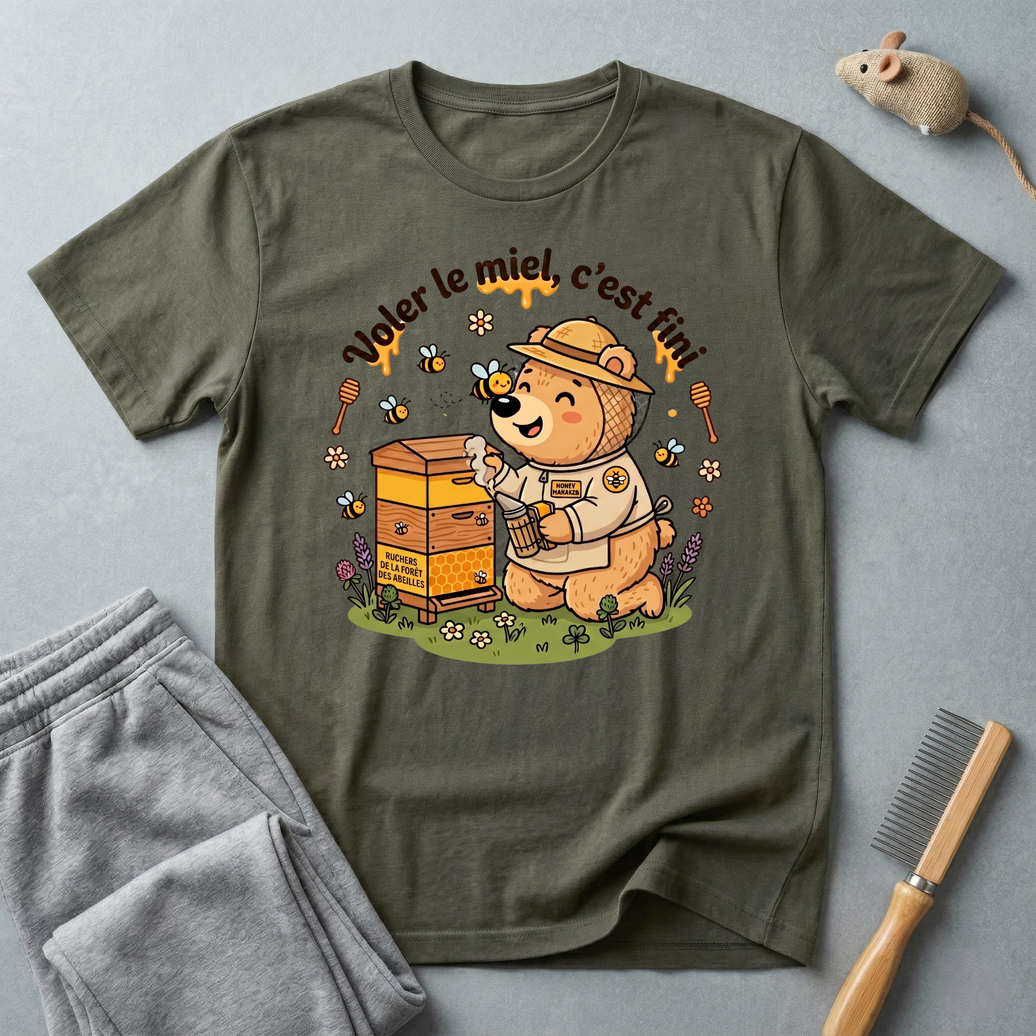 T-shirt ours apiculteur — «Voler le miel, c’est fini»