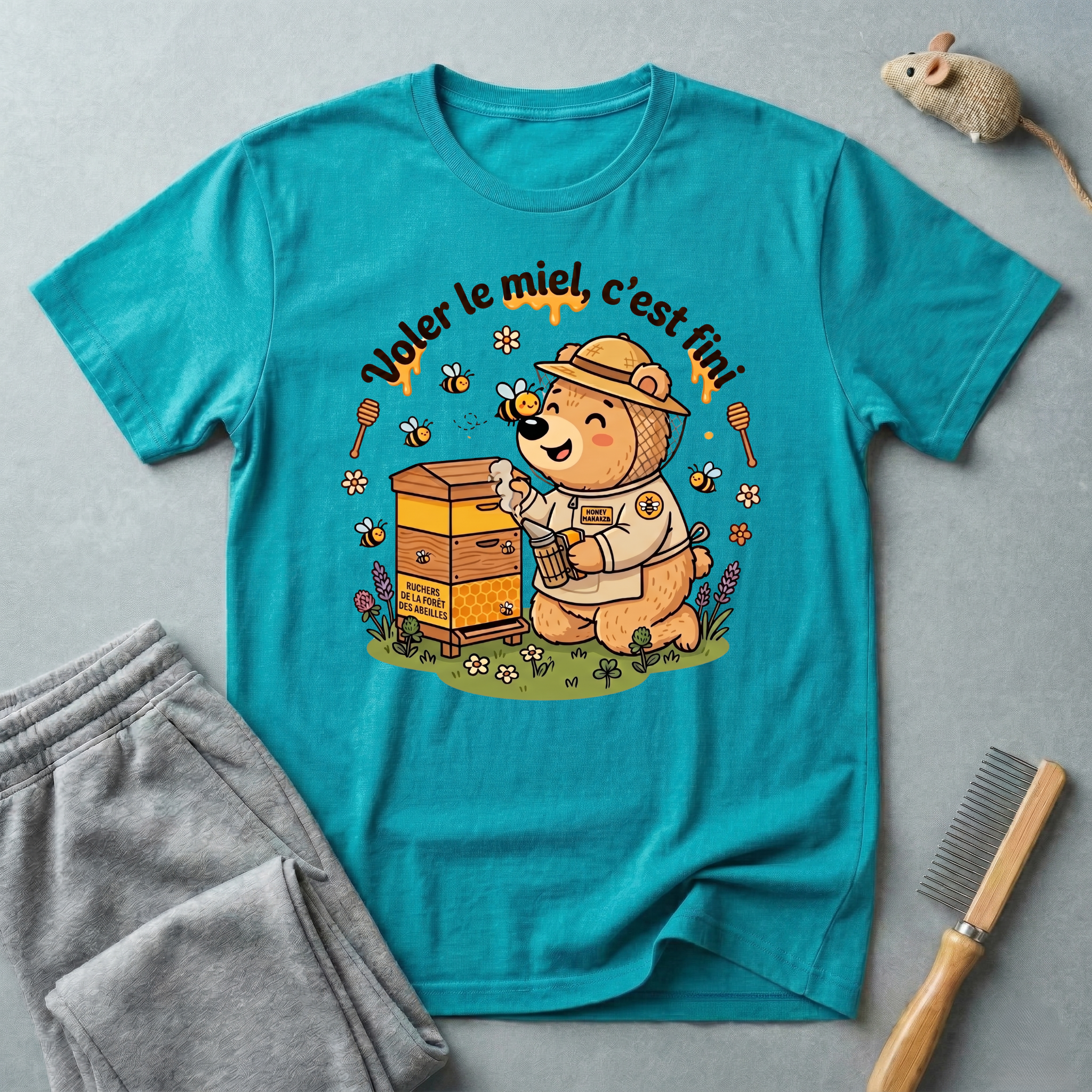 T-shirt ours apiculteur — «Voler le miel, c’est fini»