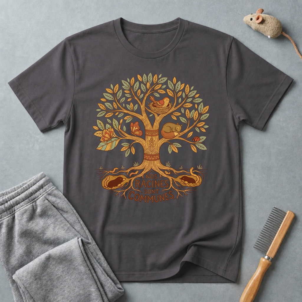 T-shirt arbre des racines — «Nos racines sont communes»