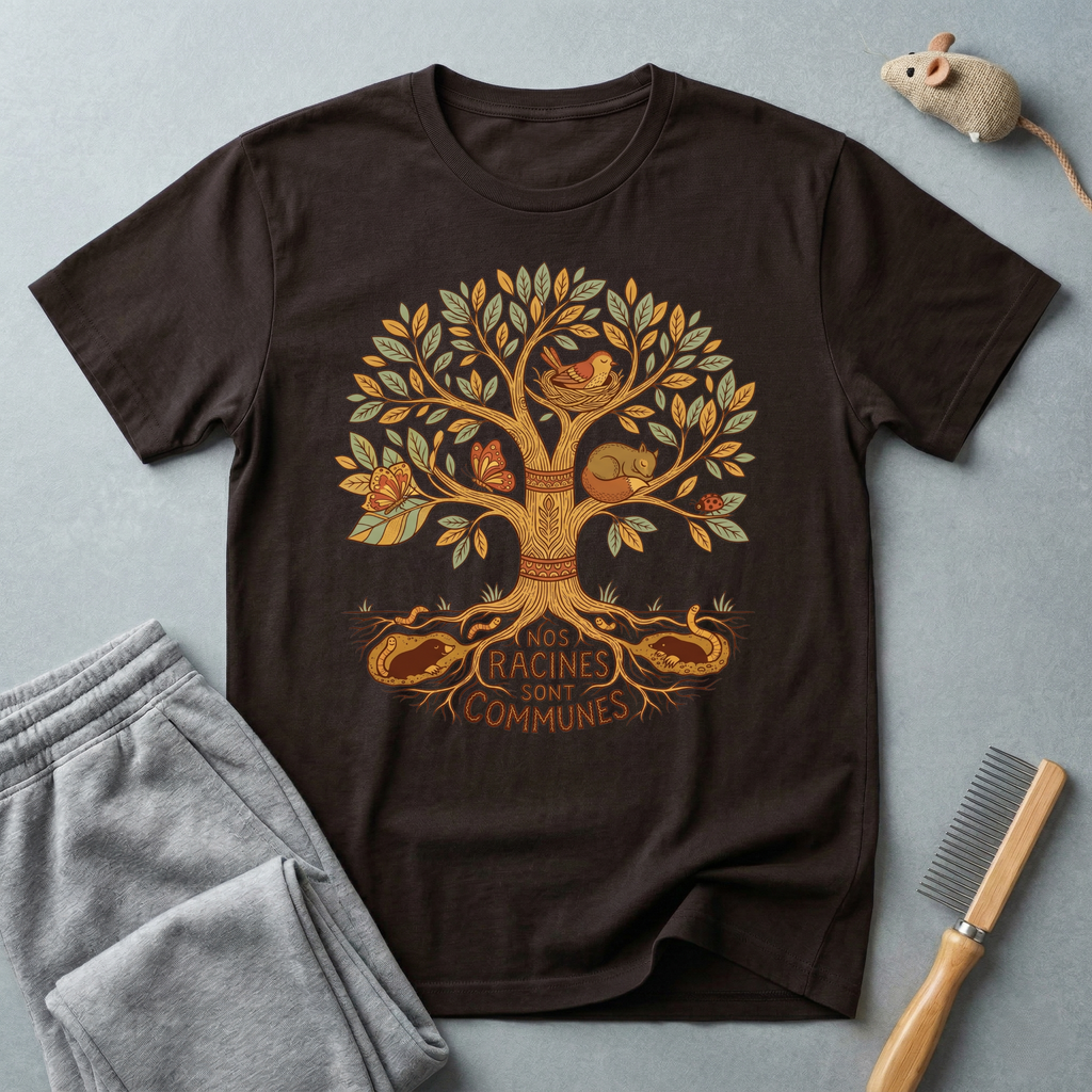 T-shirt arbre des racines — «Nos racines sont communes»