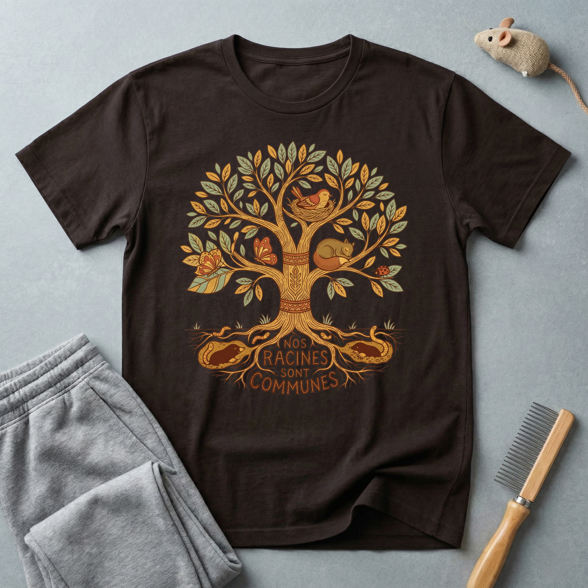 T-shirt arbre des racines — «Nos racines sont communes»