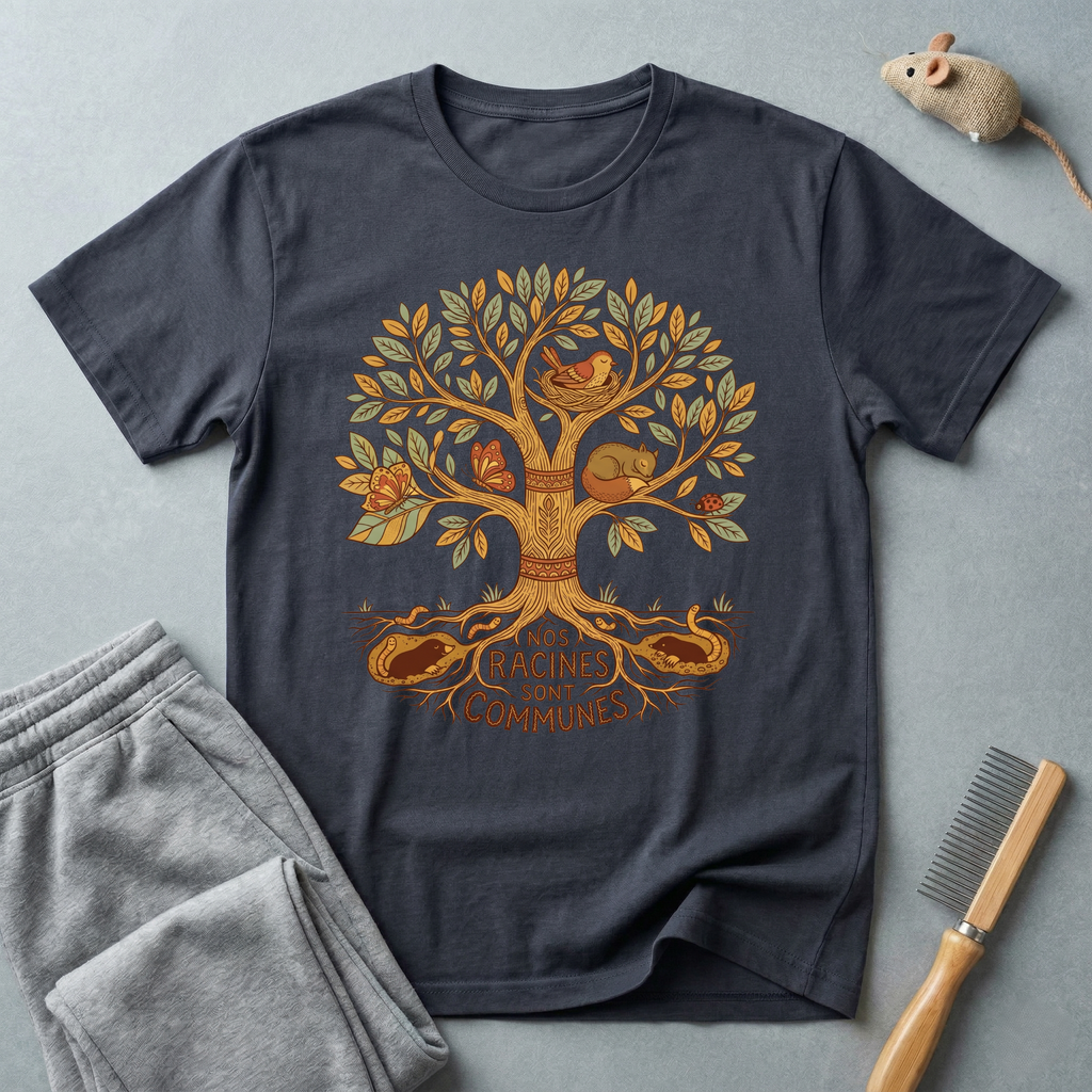 T-shirt arbre des racines — «Nos racines sont communes»