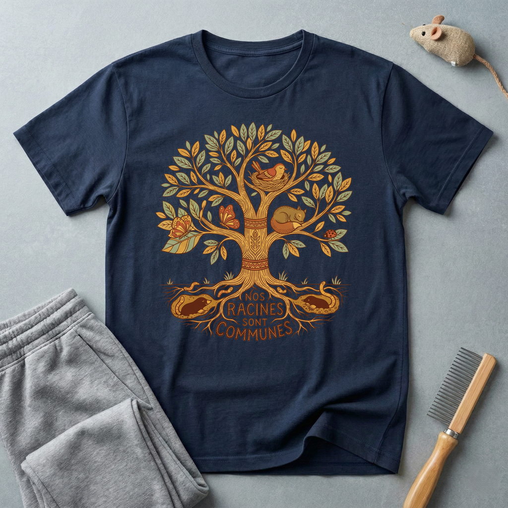 T-shirt arbre des racines — «Nos racines sont communes»