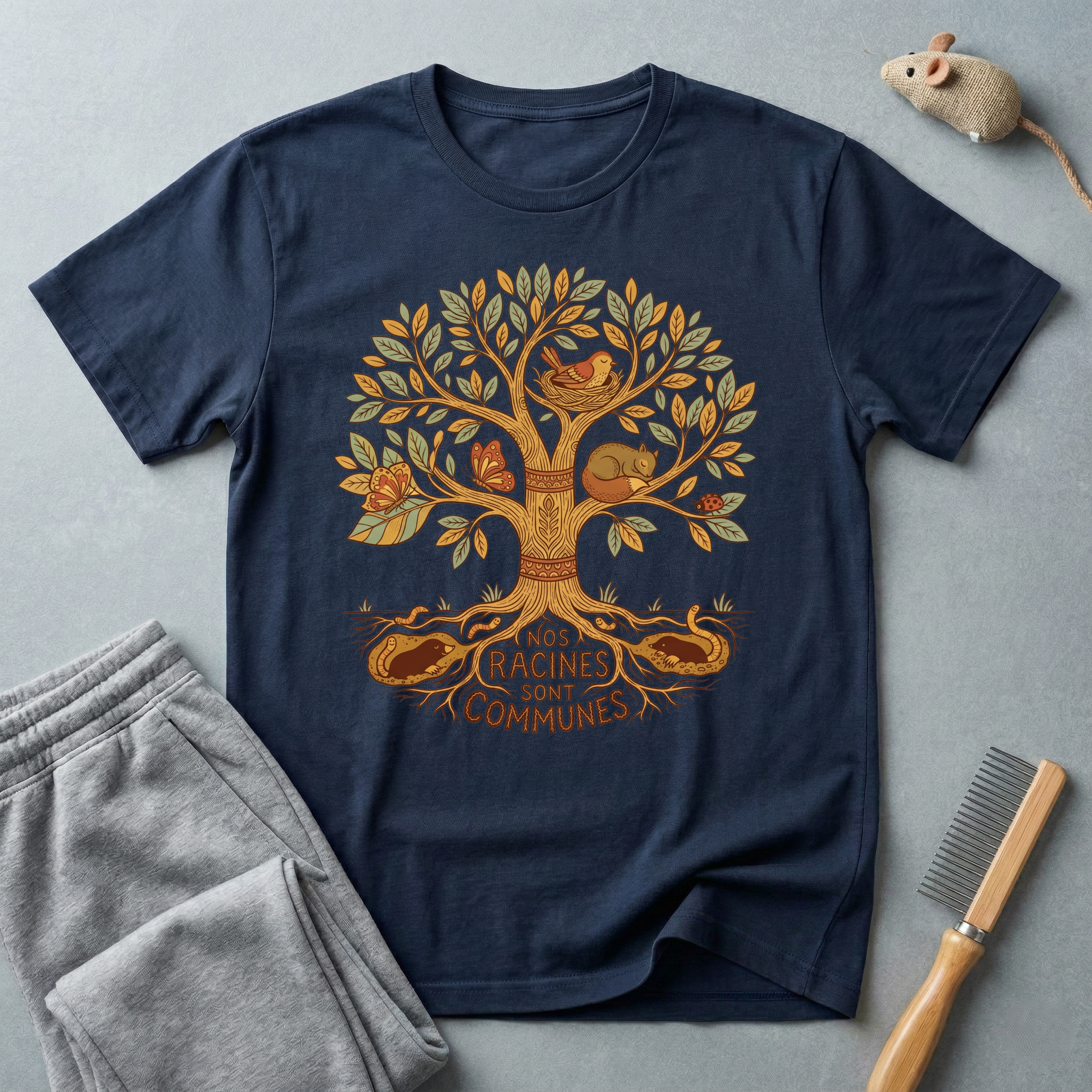 T-shirt arbre des racines — «Nos racines sont communes»